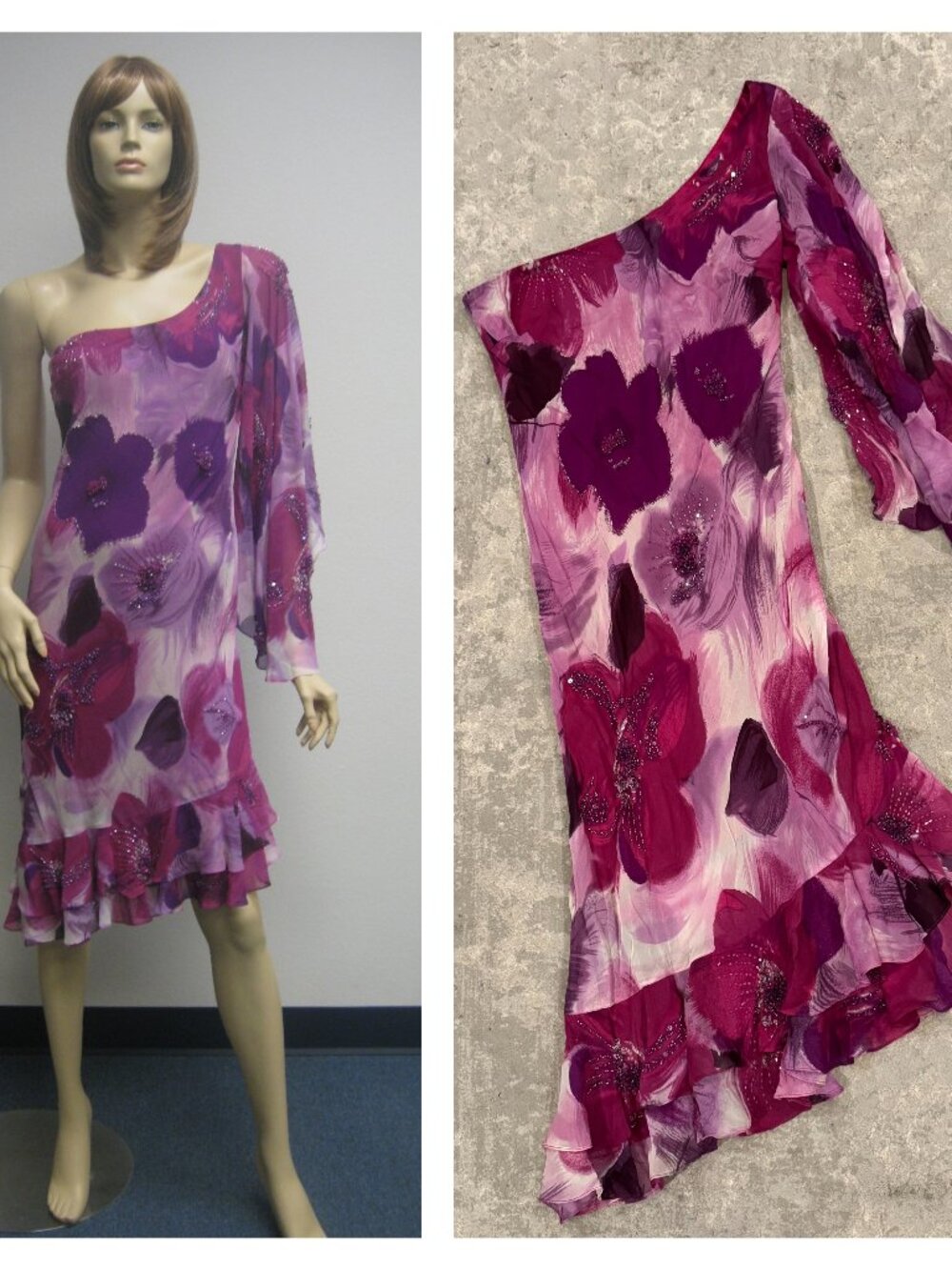 Sue Wong Nocturne Dress Y2K Cocktail 86 Flapper Purple Embroidered Bead Art Deco